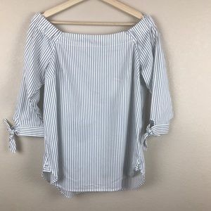 Artisan NY Off Shoulder Top Black & White Stripe